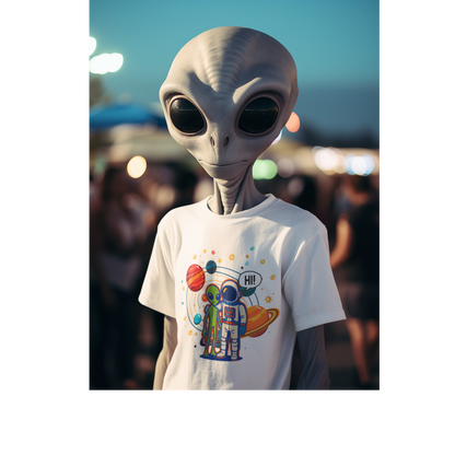 Greetings from Outerspace: Friendly Alien & Astronaut Youth Tee