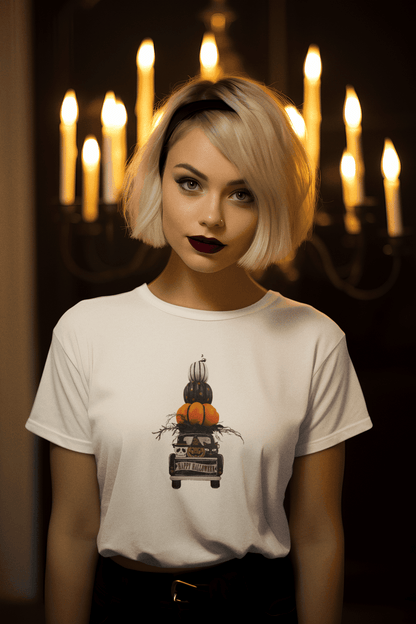 Happy Halloween! 🎃👻💀 Truckin' Treats in Style! - Unisex Softstyle T-shirt - Whippie's