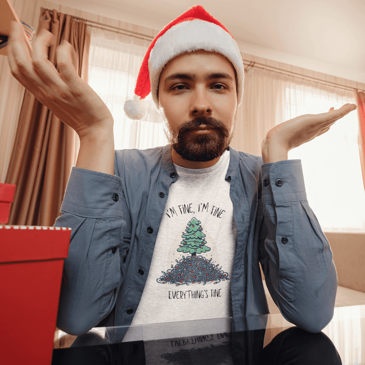 "I'm Fine, I'm Fine, Everything's Fine!" 🎄 - Christmas Stress 😅🎁 - Unisex Softstyle T-shirt - Whippie's