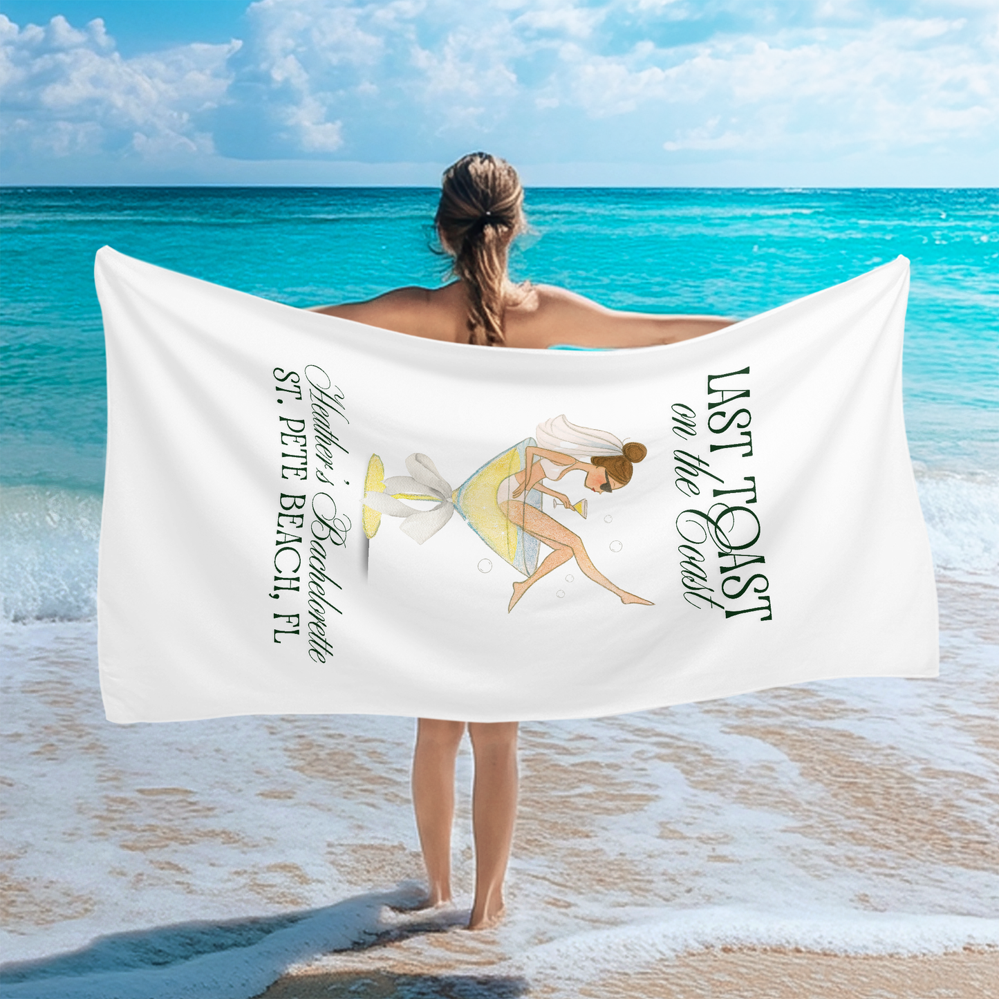 Toast on the Coast Bachelorette Terrycloth Beach Towel - Personalizable - FREE Shipping!