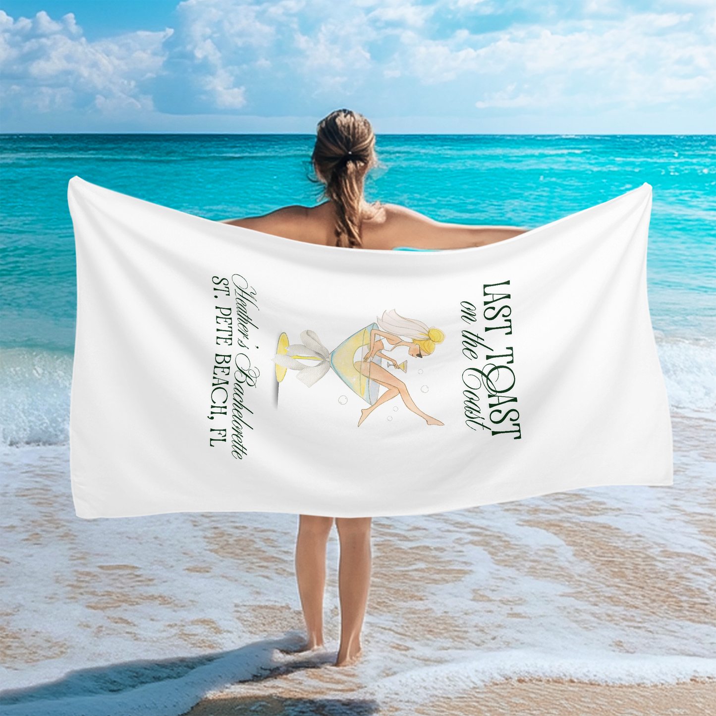 Toast on the Coast Bachelorette Terrycloth Beach Towel - Personalizable - FREE Shipping!