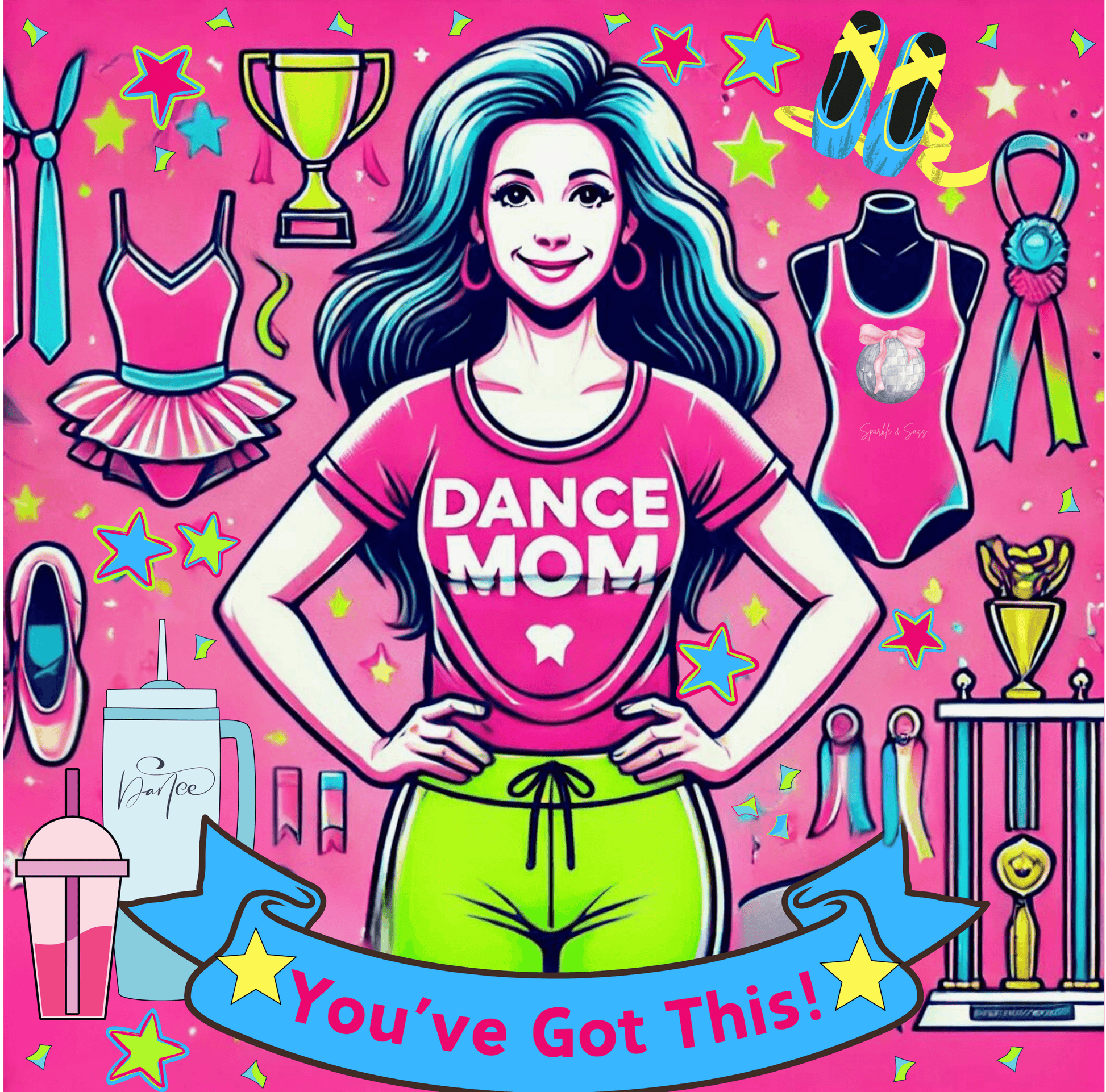 Dance Mom: You've Got This - Brunette Mom - Women's Flowy Racerback Tank - Whippie's