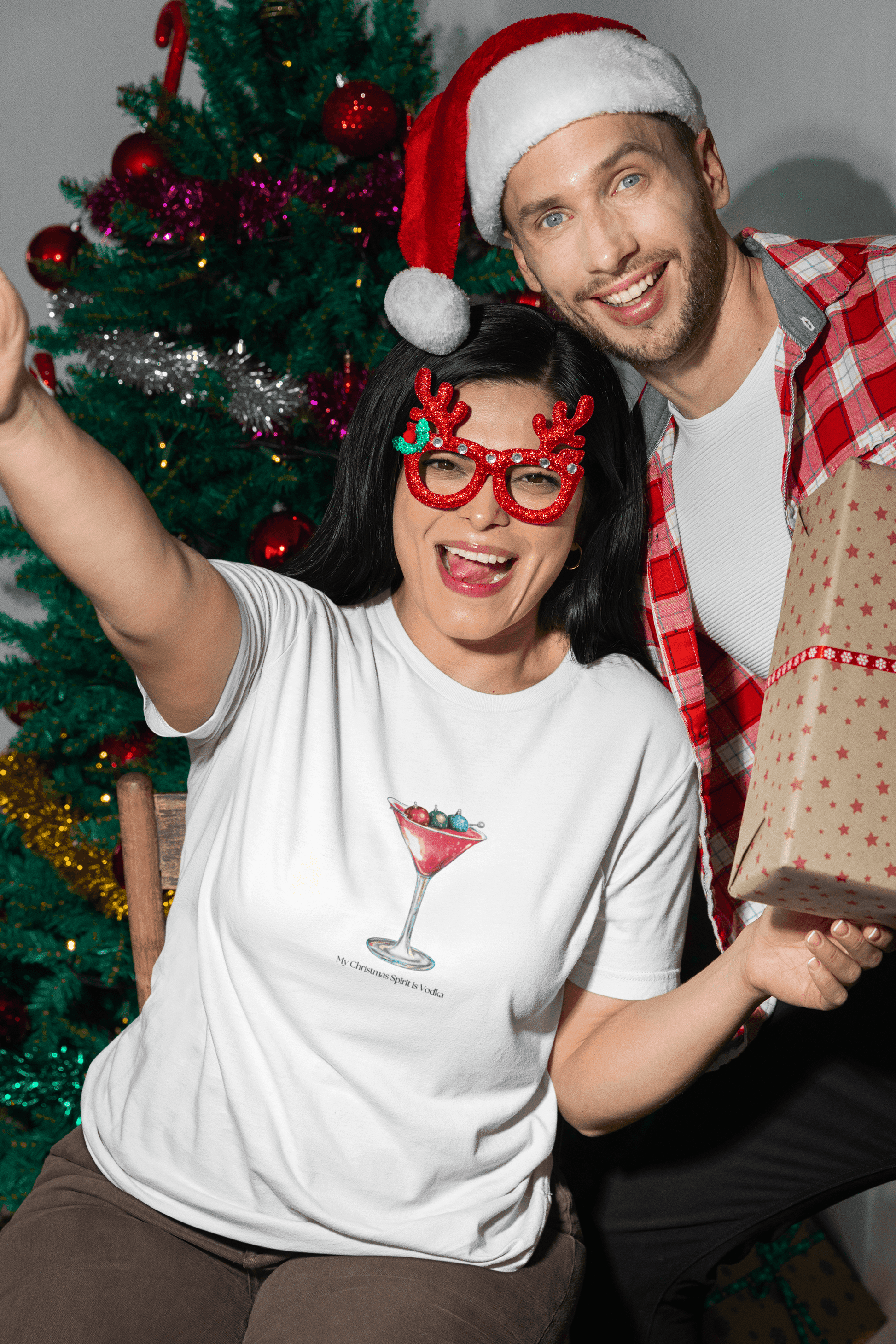 My Christmas Spirit is Vodka 🍸🎄 - Unisex Softstyle T-shirt - Whippie's