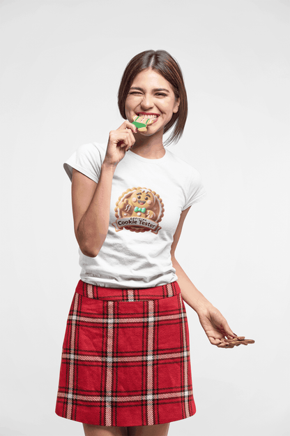 Official Cookie Tester 🍪 – Fun Gingerbread Design with Peeking Gingerbread Man - Unisex Softstyle Tee - Whippie's