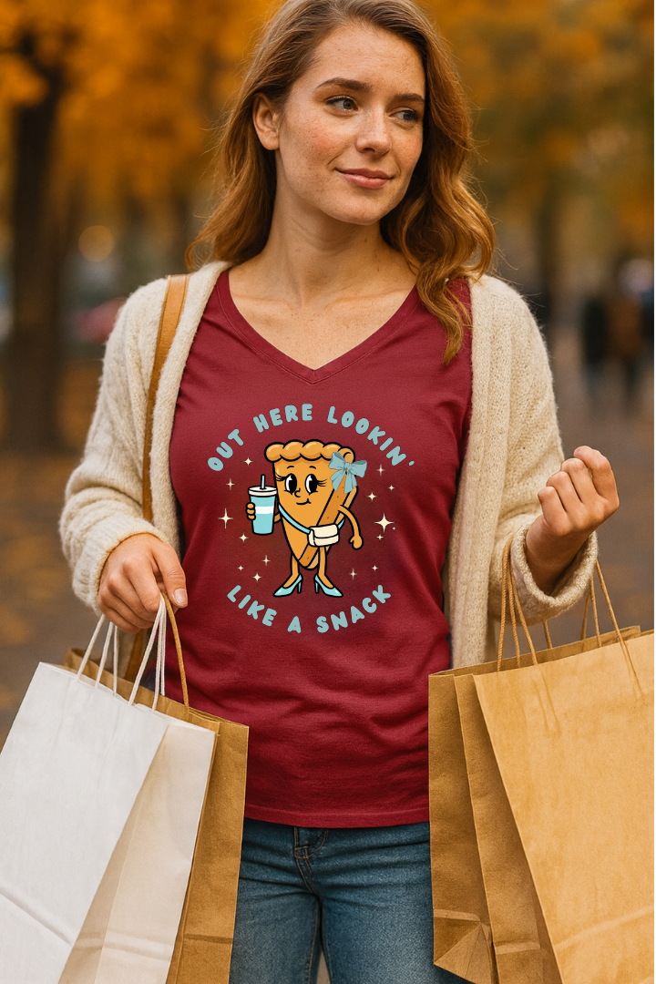 Kawaii Tee - Out Here Lookin' Like A Snack Pie Ladies Long Sleeve V-Neck Tee