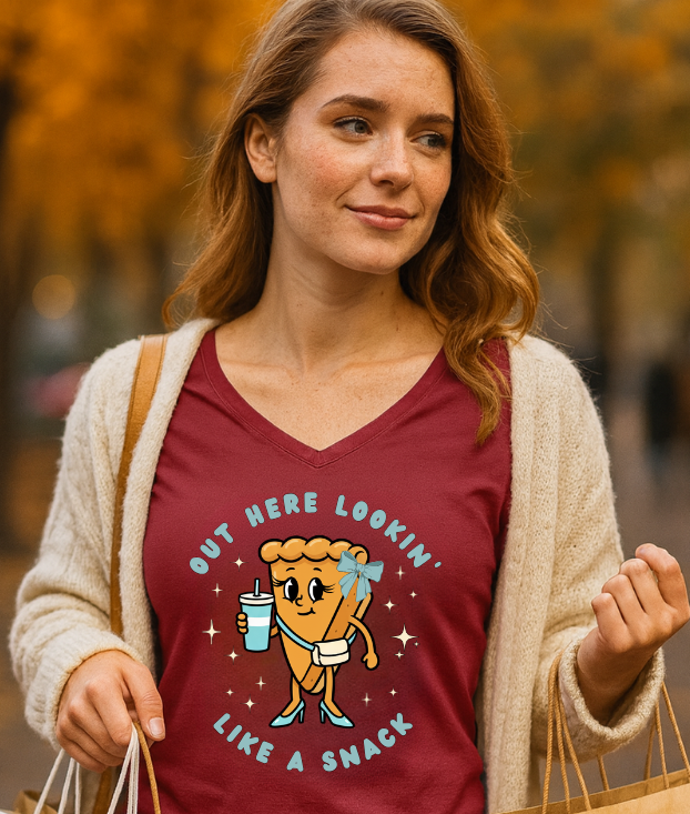 Kawaii Tee - Out Here Lookin' Like A Snack Pie Ladies Long Sleeve V-Neck Tee