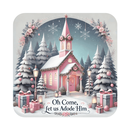 💖⛪ Pink Church - Oh Come, Let Us Adore Him ❄️🎁 - Women's Softstyle Tee - Whippie's