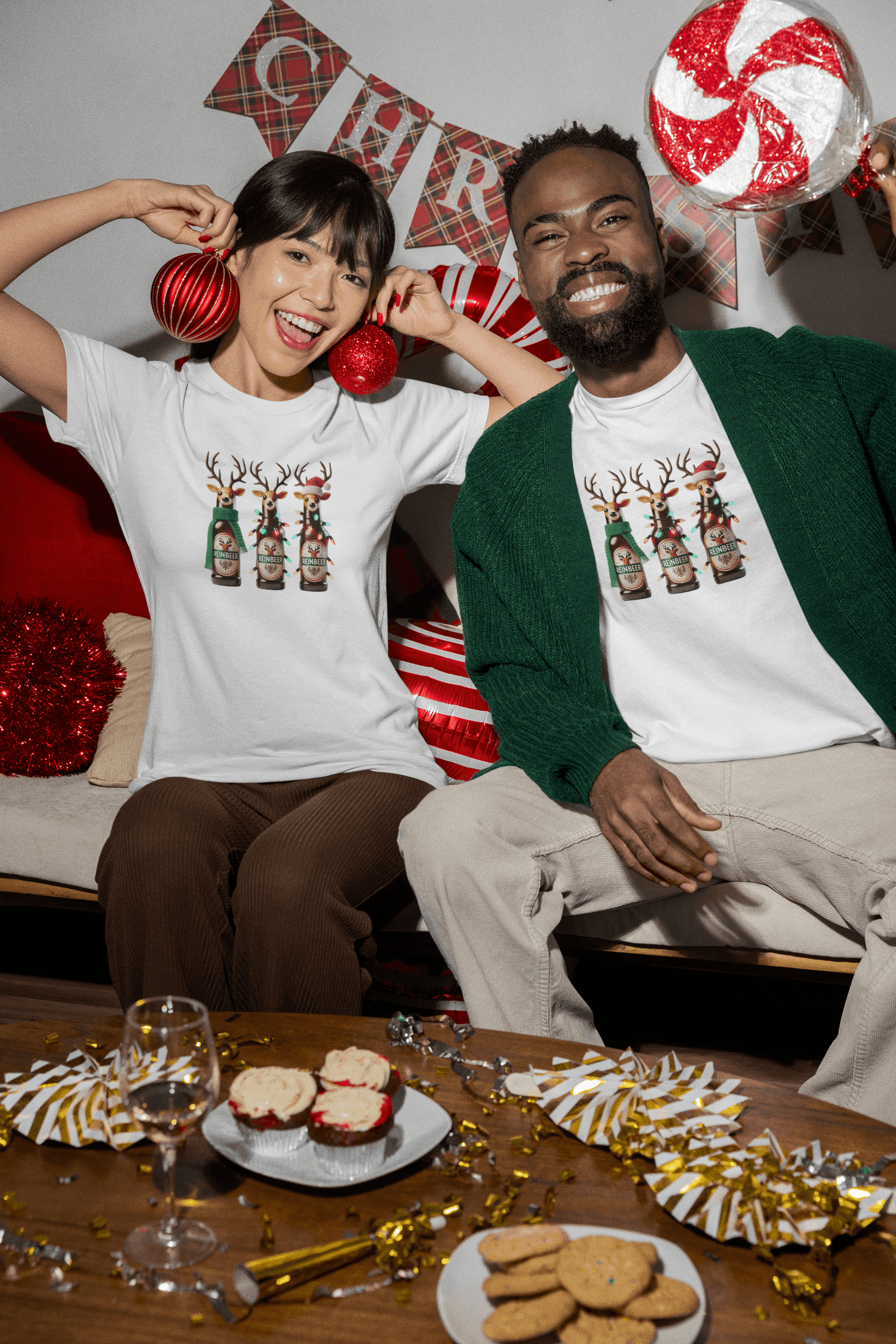 Reinbeer: 'Tis the Season to be Drinking! 🍻🦌🎄 - Unisex Softstyle T-shirt - Whippie's