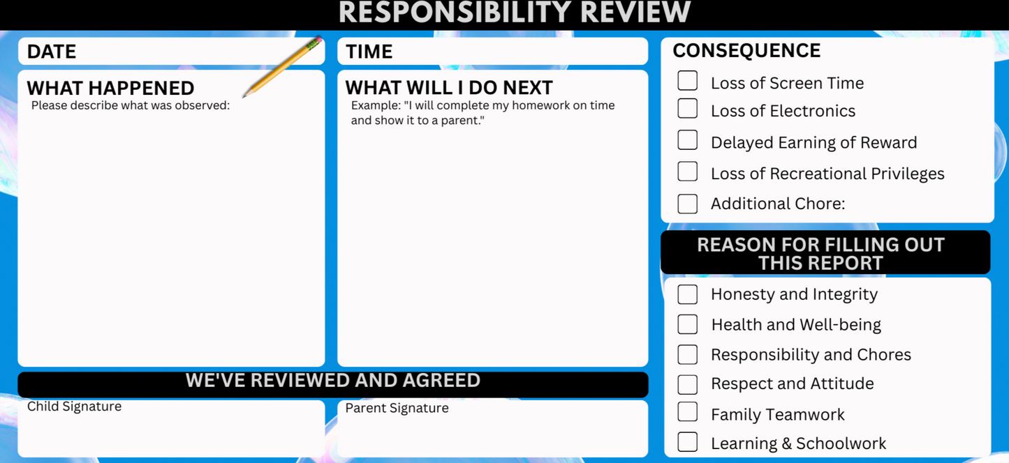 Parenting Guiding Growth: "Responsibility Review" Magnetic Notepad - Free Shipping