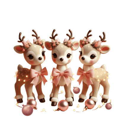 Rose Gold Reindeer Trio Christmas Decor - Women's Softstyle Tee - Whippie's