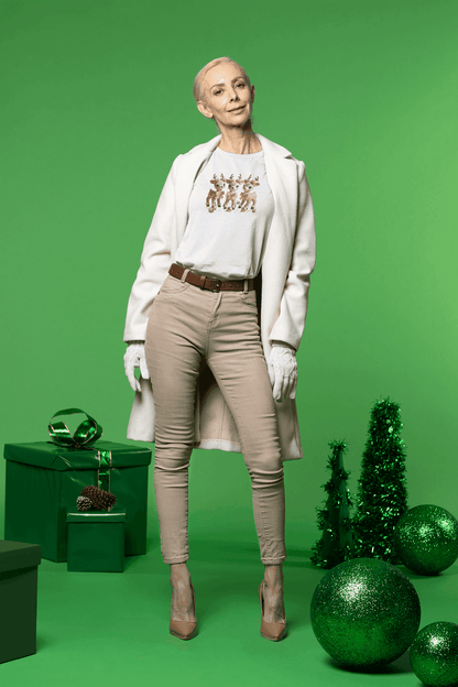 Rose Gold Reindeer Trio Christmas Decor - Women's Softstyle Tee - Whippie's