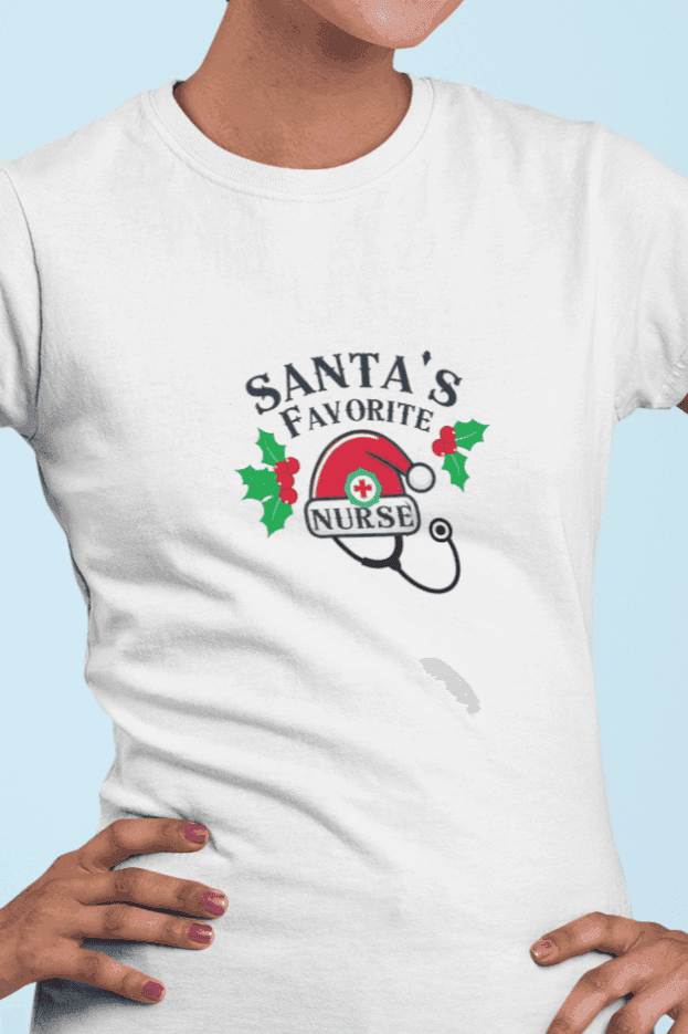 Santa's Favorite Nurse 🎅⚕️ - Stetoscope and Santa Hat 🎁🎄 - Women's Softstyle Tee - Whippie's
