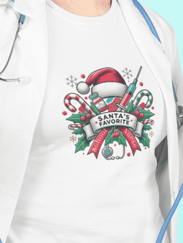 🎅💖 Santa's Favorite School Nurse 🎄🎁 - Women's Softstyle Tee - Whippie's