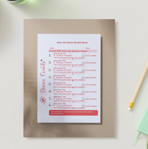 Recital Dance Counts Tracker (Printable)