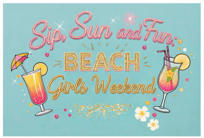 Sun, Sips, and Fun Beach Girls' Weekend - Weekender Tote Bag - Whippie's
