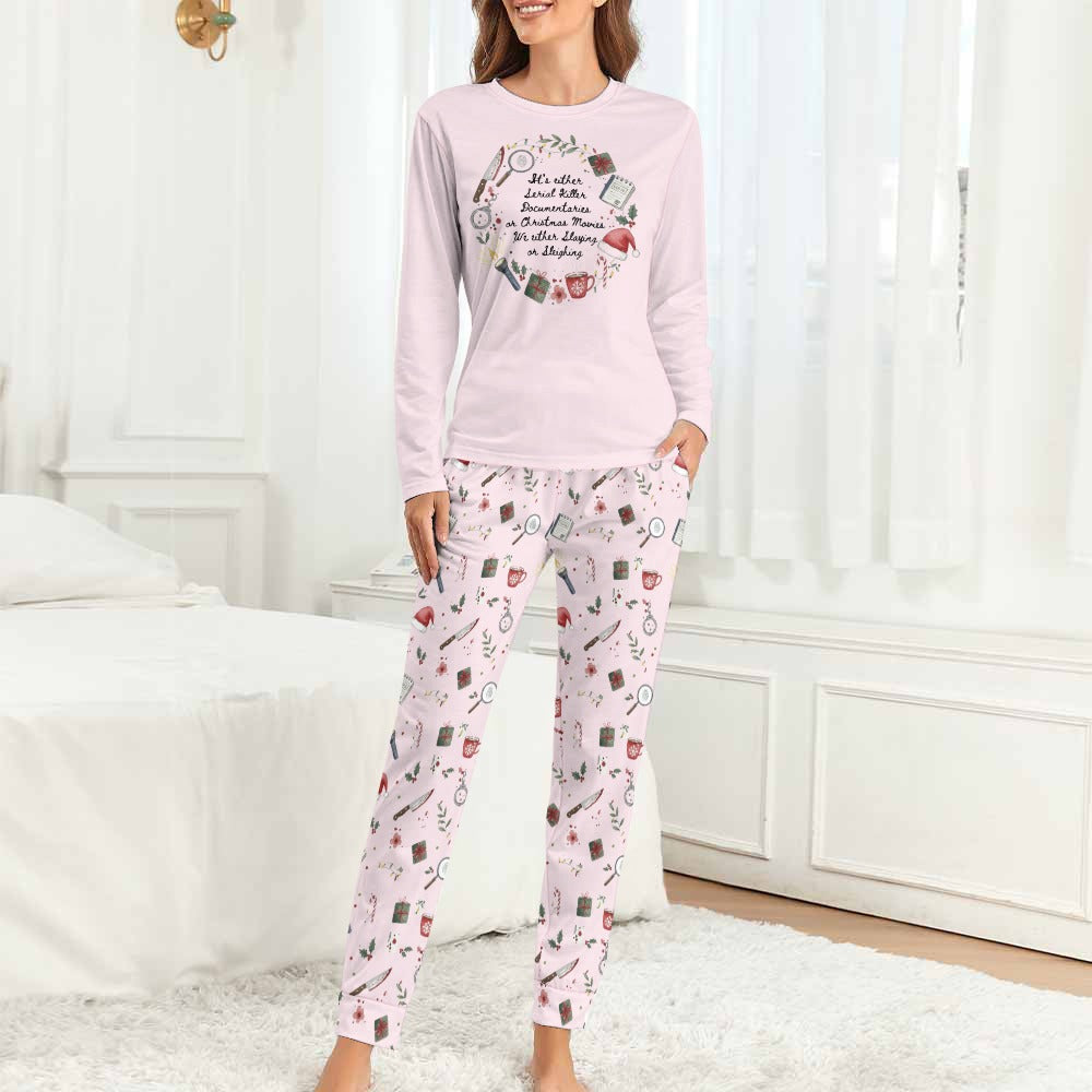 "Slaying or Sleighing" True Crime Christmas Pajamas Set
