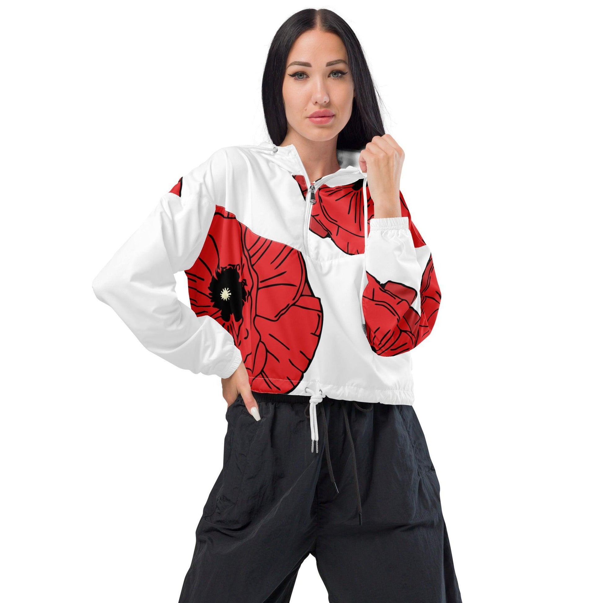 Wizard of Oz - Poppies - Women’s Cropped Windbreaker - Whippie's