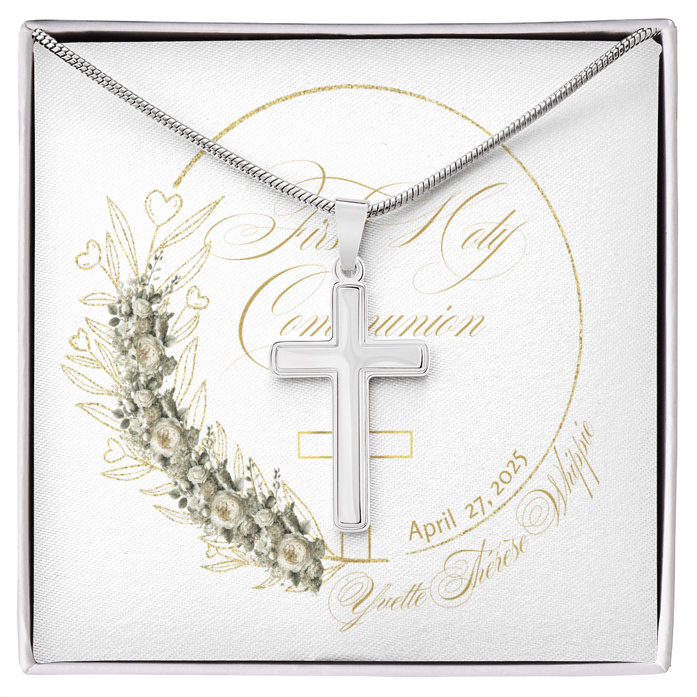 First Holy Communion Cross Necklace - A Treasured Symbol of Faith 🕊️ - Personalizable
