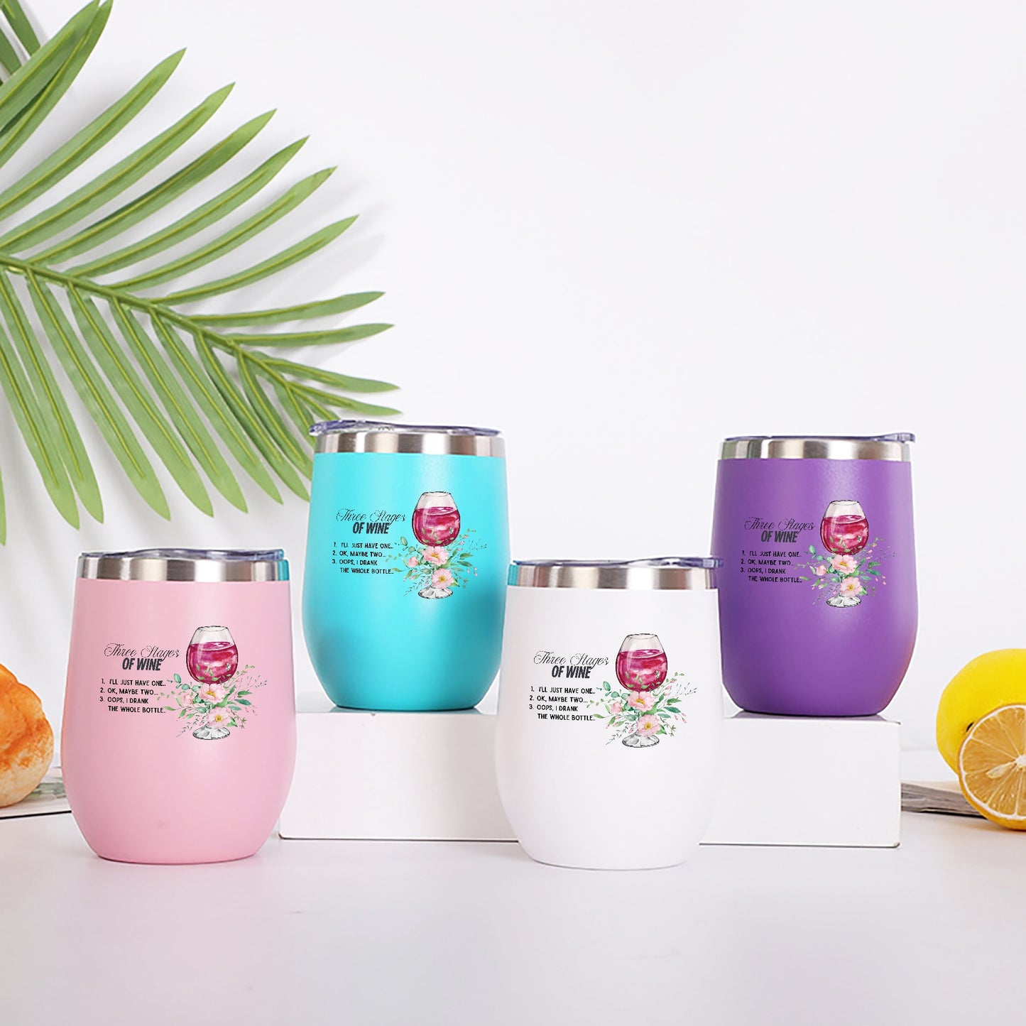 428. Three Stages of Wine 12oz Egg Shaped Insulated Tumbler - FREE Shipping! - Whippie's
