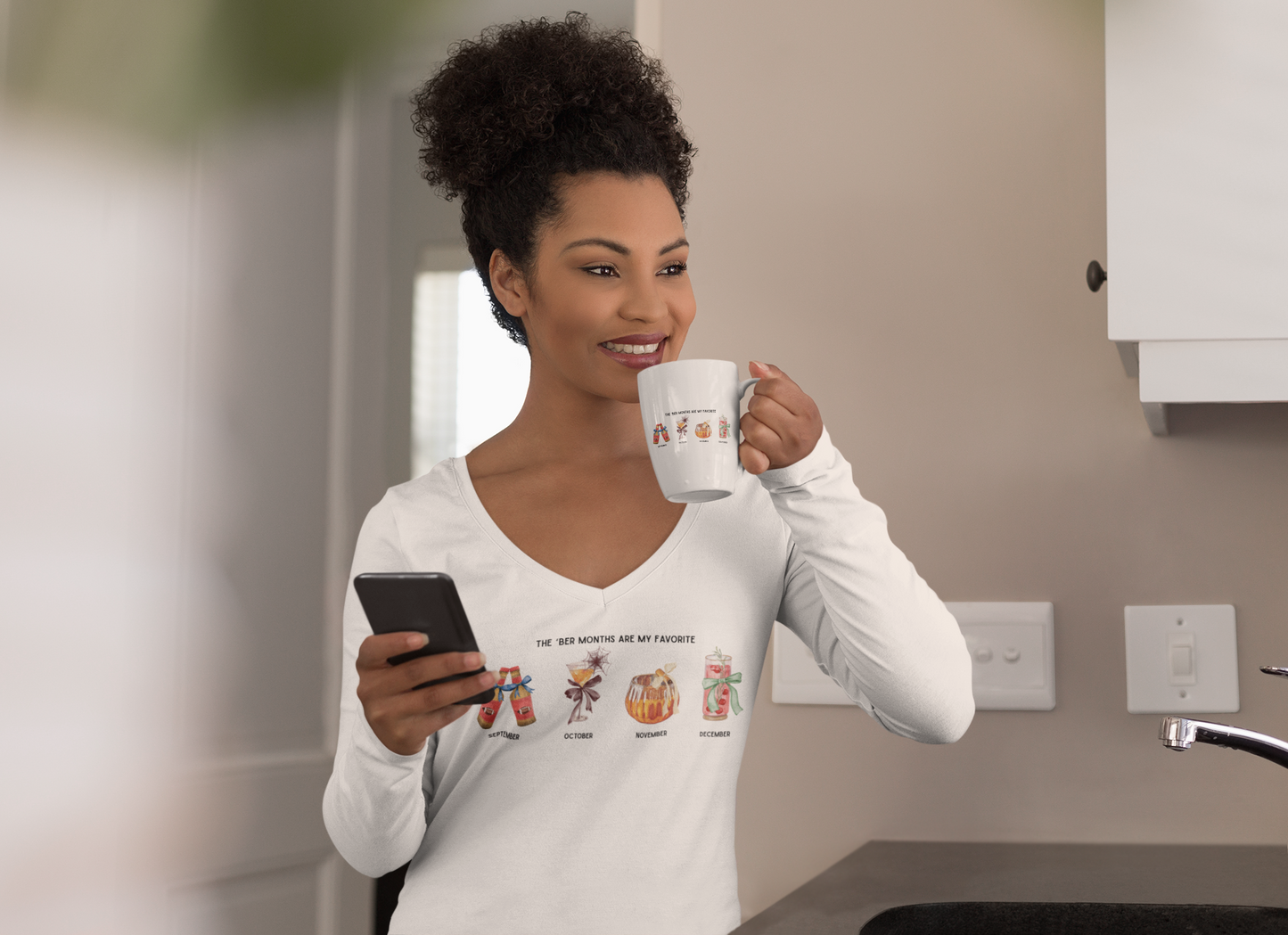 The 'Ber Months Are My Favorite - Cocktail V-Neck Tee