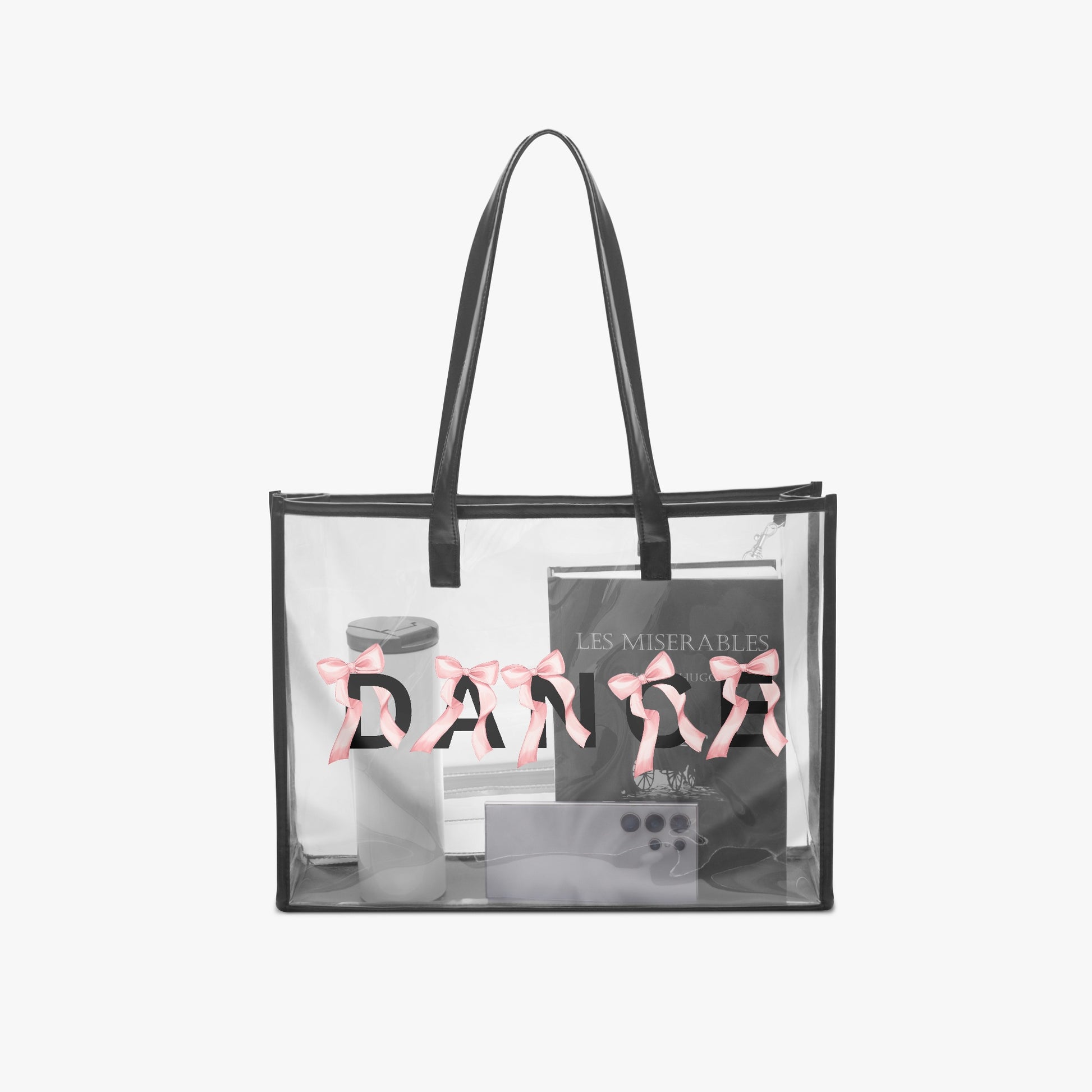 1227. DANCE Bows Large PVC Tote Bag - Transparent Inner Bag - Whippie's