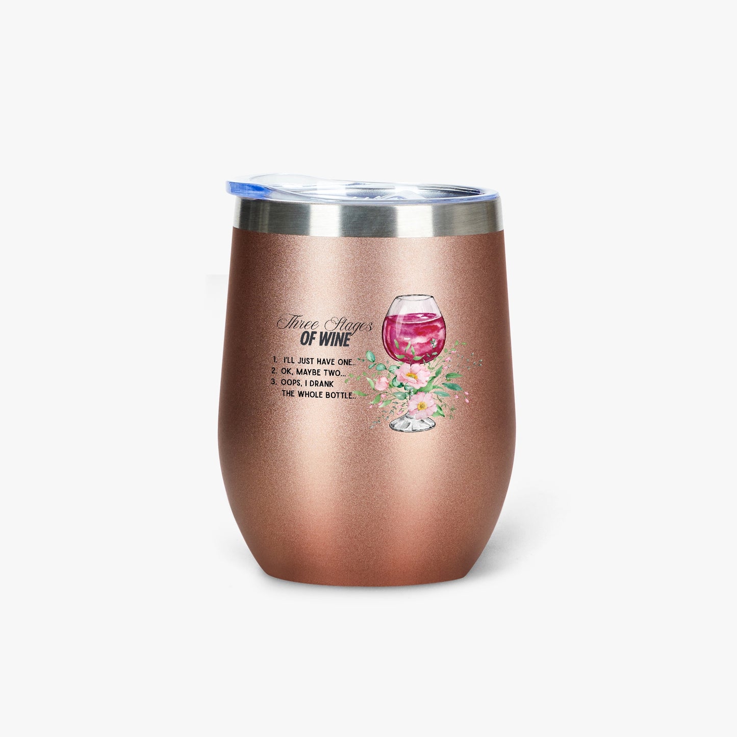 428. Three Stages of Wine 12oz Egg Shaped Insulated Tumbler - FREE Shipping! - Whippie's
