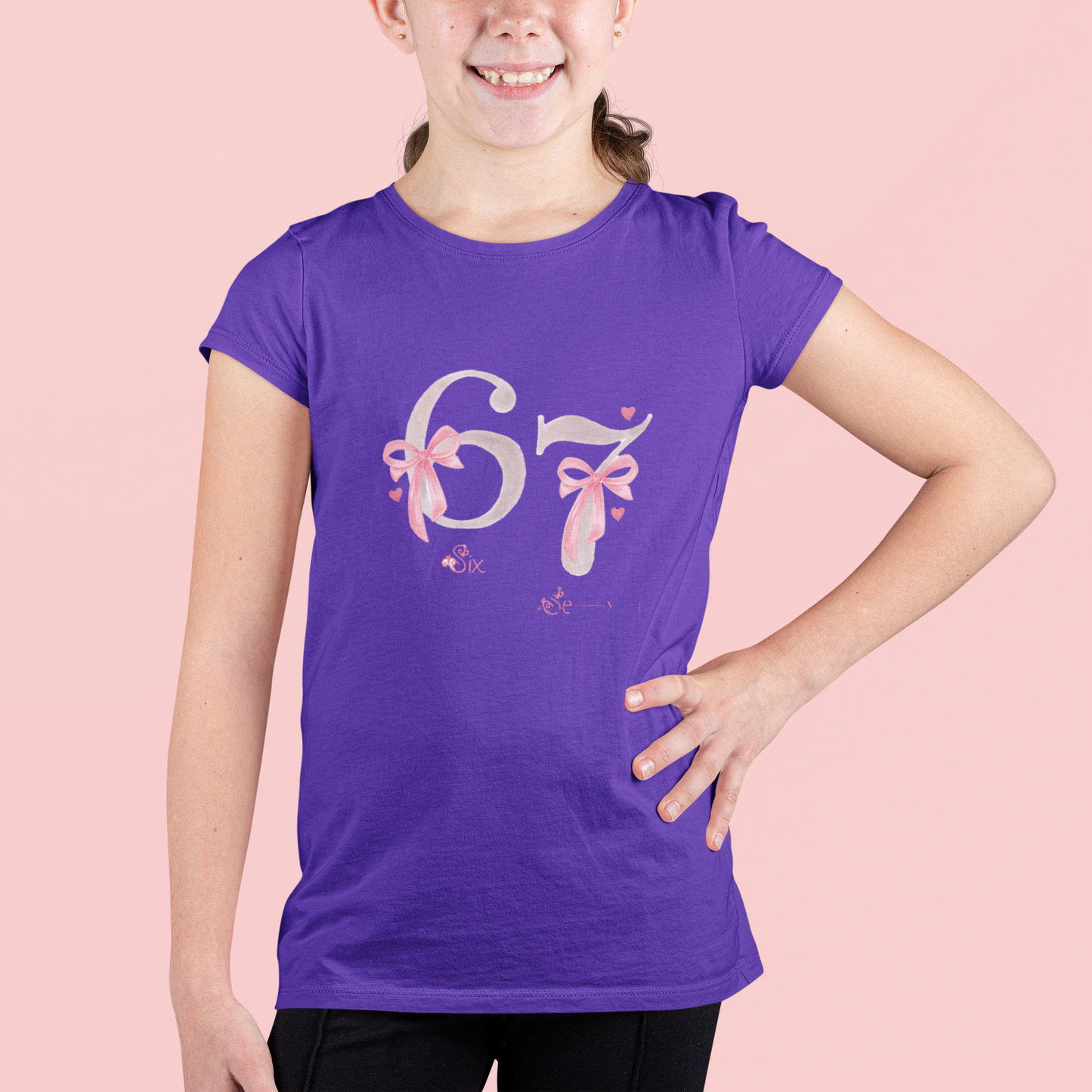 6 - 7 Pink Bow TikTok Trend Princess Tee