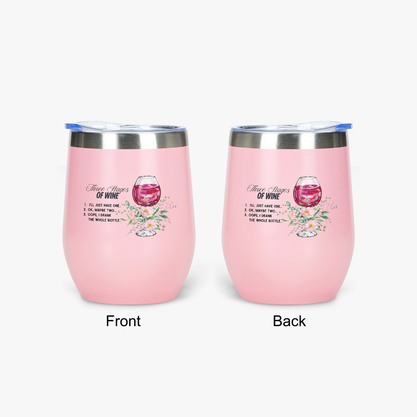 428. Three Stages of Wine 12oz Egg Shaped Insulated Tumbler - FREE Shipping! - Whippie's