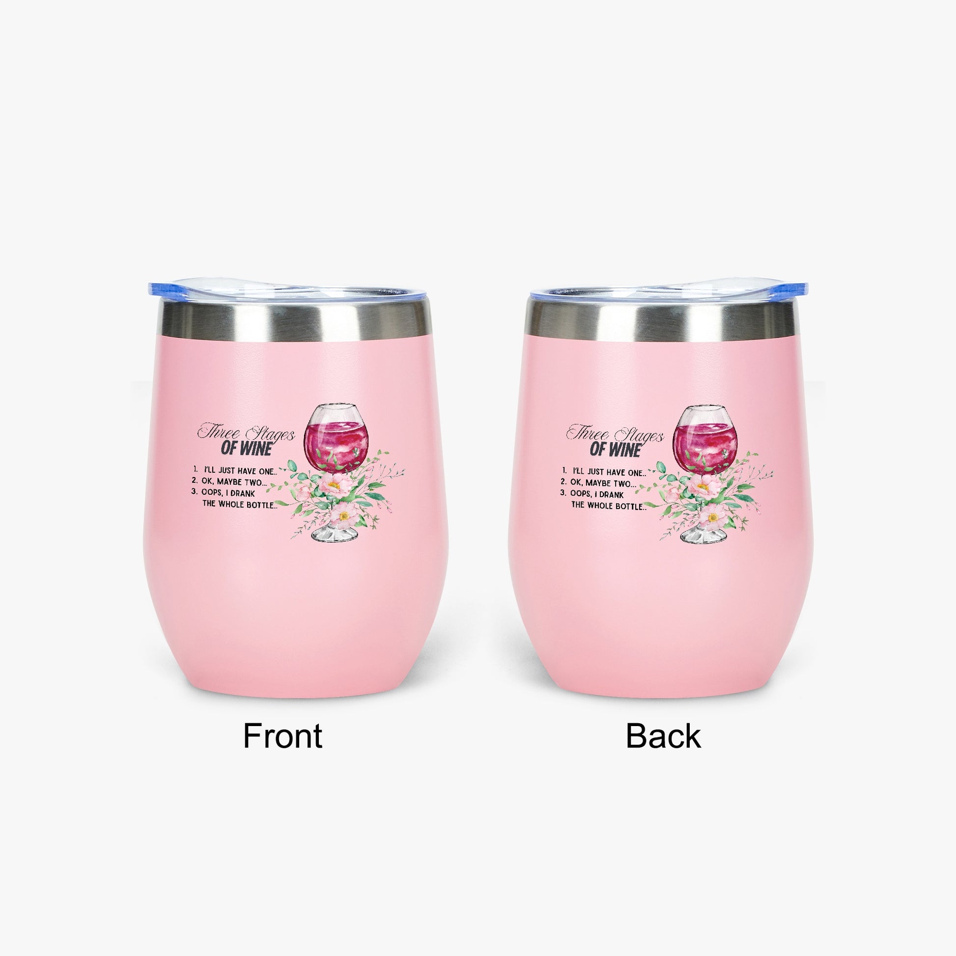 428. Three Stages of Wine 12oz Egg Shaped Insulated Tumbler - FREE Shipping! - Whippie's