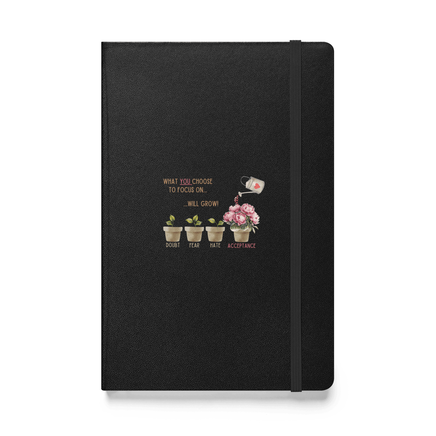What You Choose to Focus On... Will Grow!" Hard Cover Notebook - 🌱 Cultivate Positivity and Watch Your Dreams Blossom! 🌱 - Whippie's