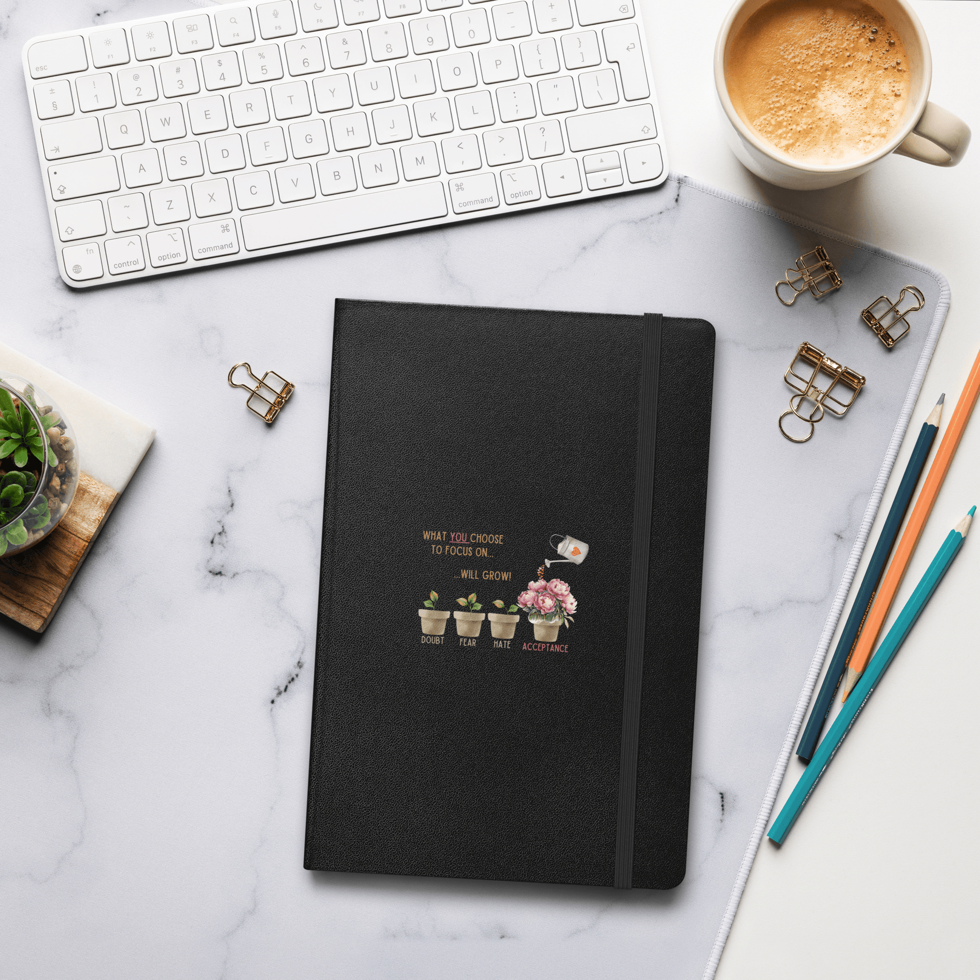 What You Choose to Focus On... Will Grow!" Hard Cover Notebook - 🌱 Cultivate Positivity and Watch Your Dreams Blossom! 🌱 - Whippie's