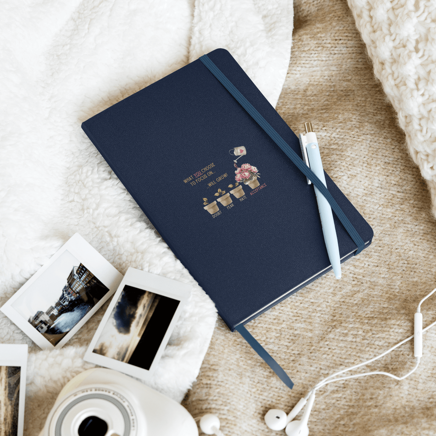 What You Choose to Focus On... Will Grow!" Hard Cover Notebook - 🌱 Cultivate Positivity and Watch Your Dreams Blossom! 🌱 - Whippie's