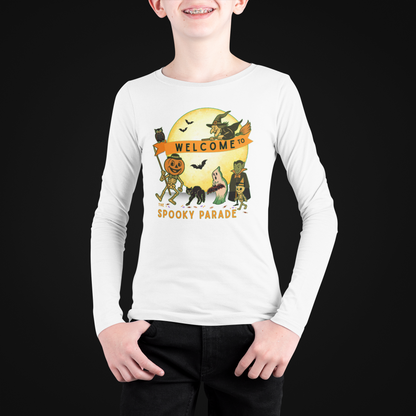 Welcome to The Spooky Parade Youth Long Sleeve Tee - Classic Halloween Fun