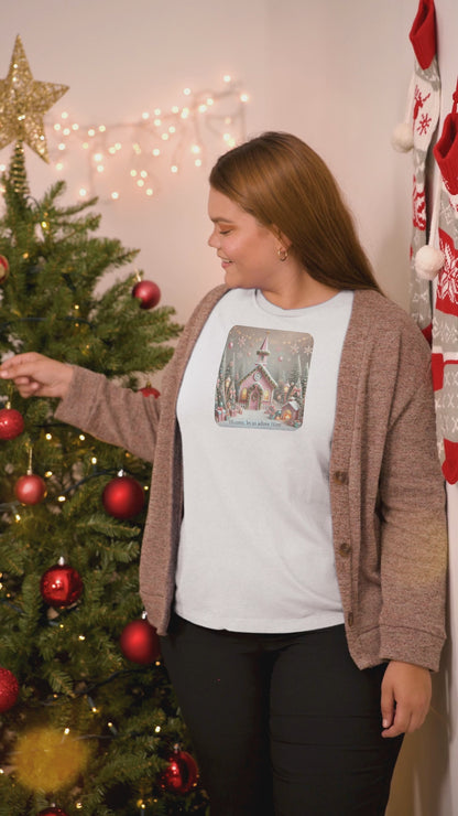 💖🏡 Pink Christmas Village - Oh Come, Let Us Adore Him ✨🎄 - Women's Softstyle Tee