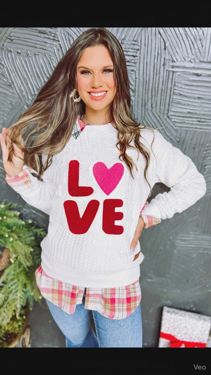 Chenille Cable Knit Sweatshirt