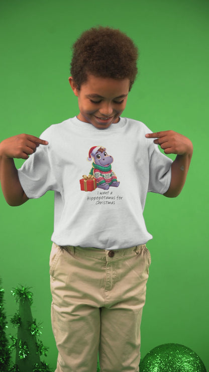 I Want a Hippopotamus for Christmas 🦛🎄 Boy Hippo - Kids' Tee! 🎁✨