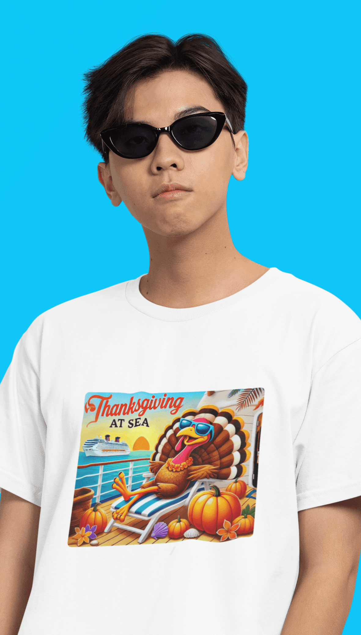 Turkey on a Cruise Kids' Tee! 🛳️🍂 (He's on vacation! 😂) - Whippie's