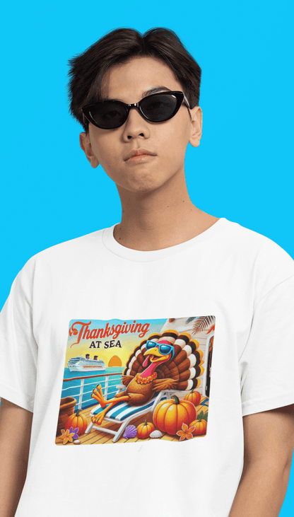Turkey on a Cruise Kids' Tee! 🛳️🍂 (He's on vacation! 😂) - Whippie's