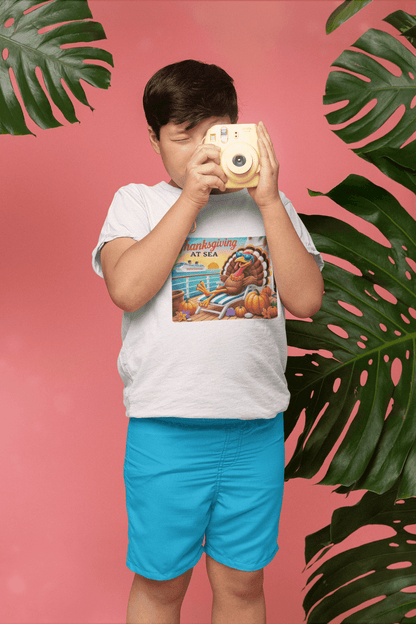 Turkey on a Cruise Kids' Tee! 🛳️🍂 (He's on vacation! 😂) - Whippie's