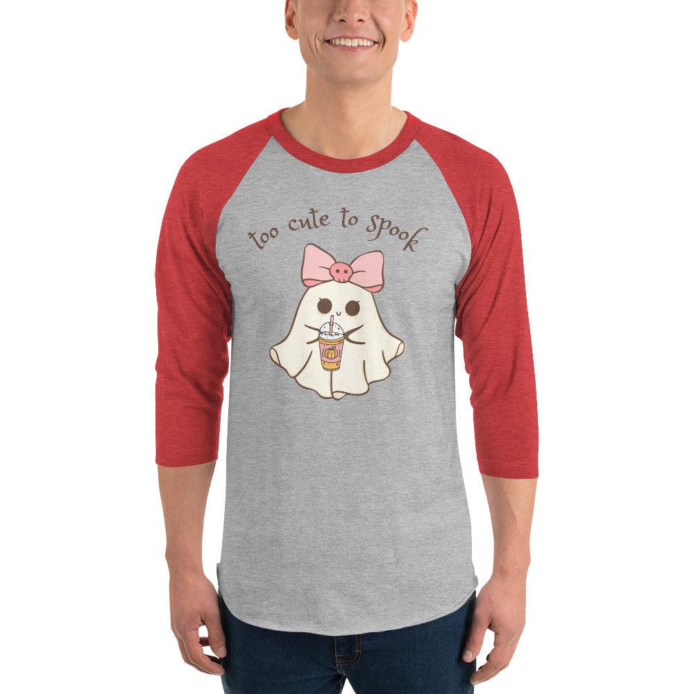 Too Cute to Spook 3/4 Sleeve Raglan Shirt - 👻💖 Spooky Style with a Sporty Twist! 💖👻 - Whippie's