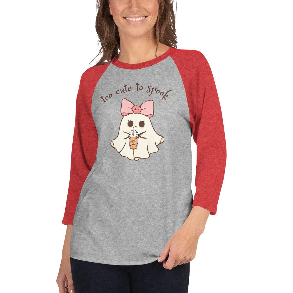 Too Cute to Spook 3/4 Sleeve Raglan Shirt - 👻💖 Spooky Style with a Sporty Twist! 💖👻 - Whippie's