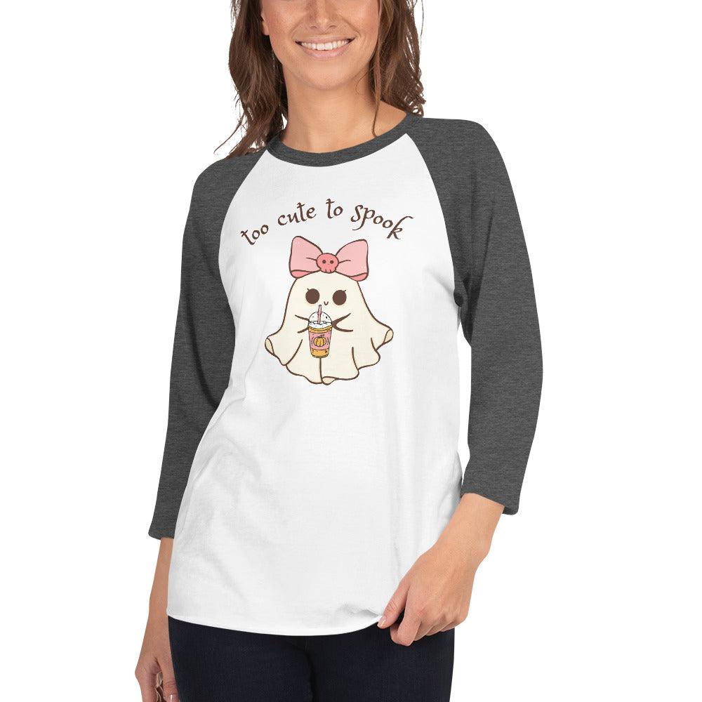 Too Cute to Spook 3/4 Sleeve Raglan Shirt - 👻💖 Spooky Style with a Sporty Twist! 💖👻 - Whippie's