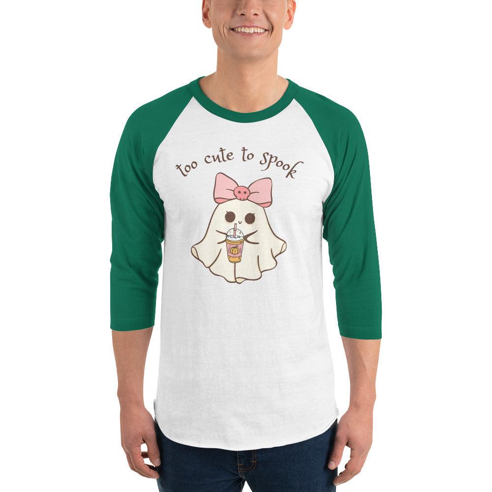 Too Cute to Spook 3/4 Sleeve Raglan Shirt - 👻💖 Spooky Style with a Sporty Twist! 💖👻 - Whippie's