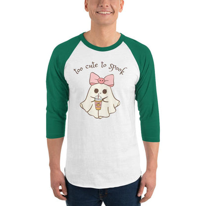 Too Cute to Spook 3/4 Sleeve Raglan Shirt - 👻💖 Spooky Style with a Sporty Twist! 💖👻 - Whippie's