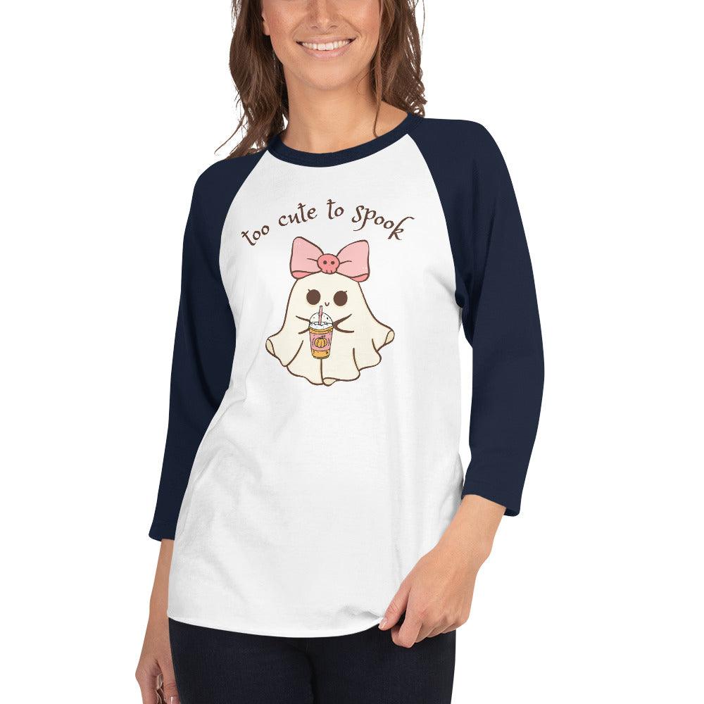 Too Cute to Spook 3/4 Sleeve Raglan Shirt - 👻💖 Spooky Style with a Sporty Twist! 💖👻 - Whippie's