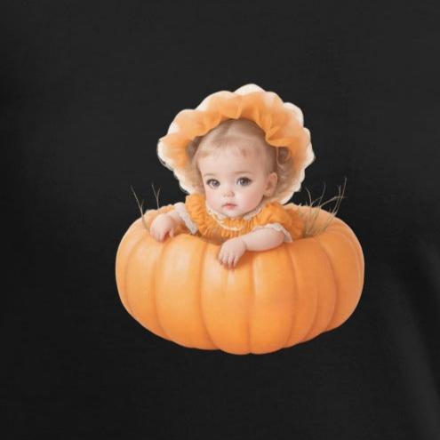 Little Pumpkin Patch: Blonde Baby in Pumpkin T-Shirt - Whippie's