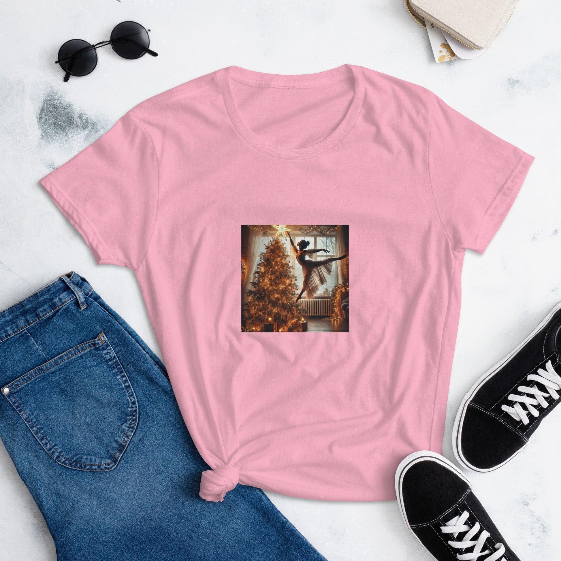 ✨🎄 Leap of Joy! Ballerina Christmas Star - Women's short sleeve t-shirt 🩰🌟 - Whippie's