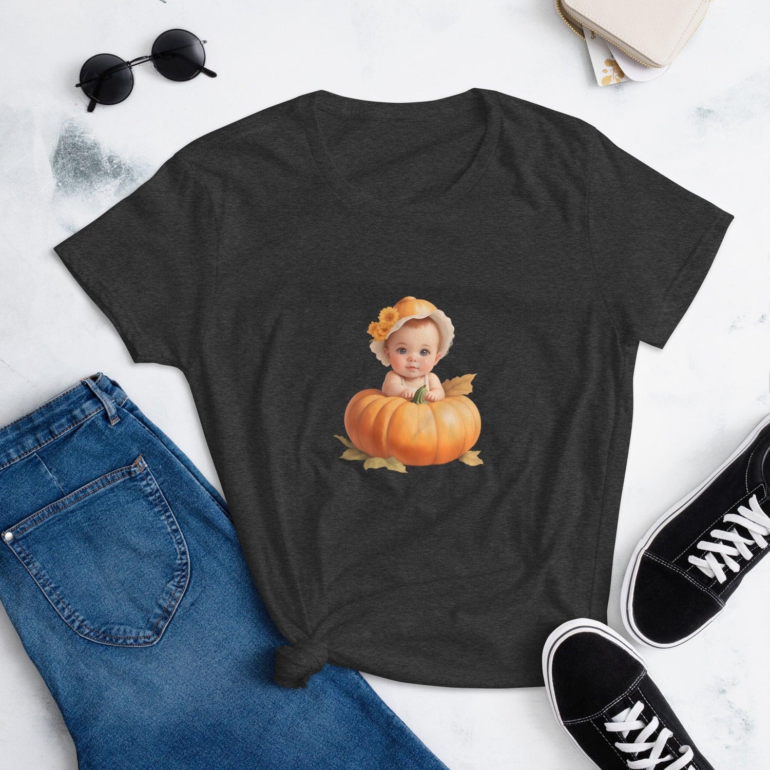Little Pumpkin Baby: Red Head Baby in Pumpkin T-Shirt - Whippie's