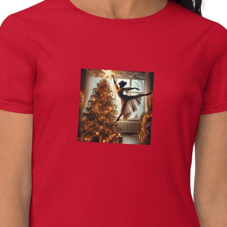 ✨🎄 Leap of Joy! Ballerina Christmas Star - Women's short sleeve t-shirt 🩰🌟 - Whippie's