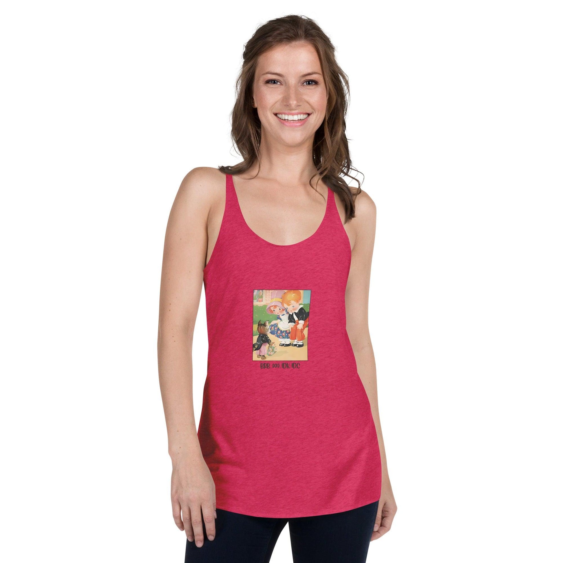 Nursery Rhyme - Pussy Cat "BRB, OOO, IDK, IDC" - Women's Racerback Tank - Whippie's
